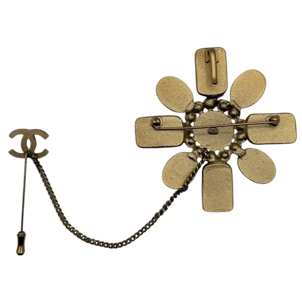 Chanel 2002 Gold, Yellow & Bronze Gripoix CC Brooch/Pin